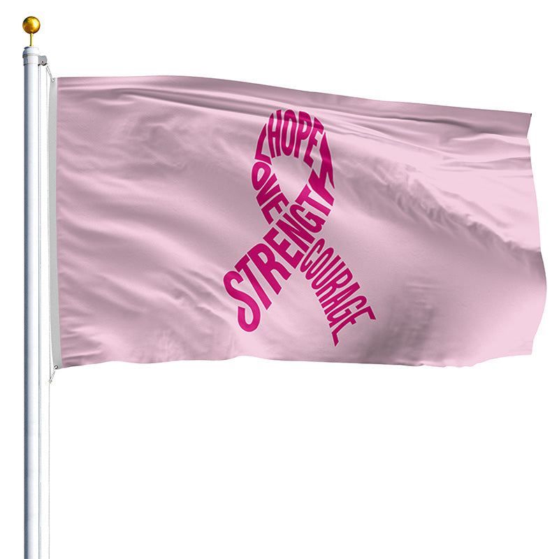 3' x 5' Pink Ribbon Flag - Nylon