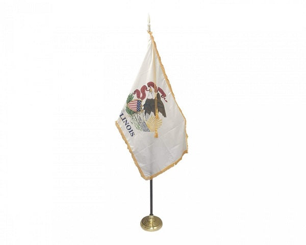 Illinois Flag with Pole Hem & Fringe