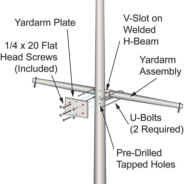 25' Nautical Flagpole w/ Yardarm