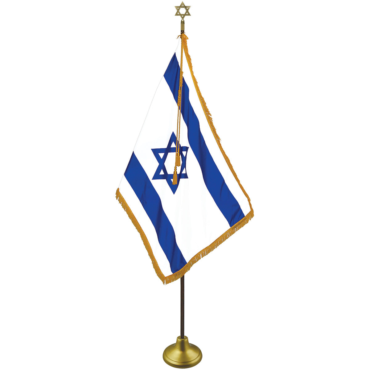 Israel Flag with Pole Hem & Fringe