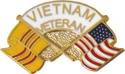 US & Vietnam Flag / Vietnam Vet pin (1")
