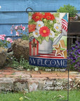 USA Flowers Garden Flag