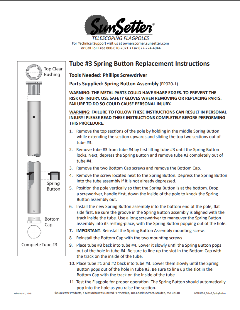 Spring Button - Tube #3 (Topflight) – National Flag & Pole, LLC