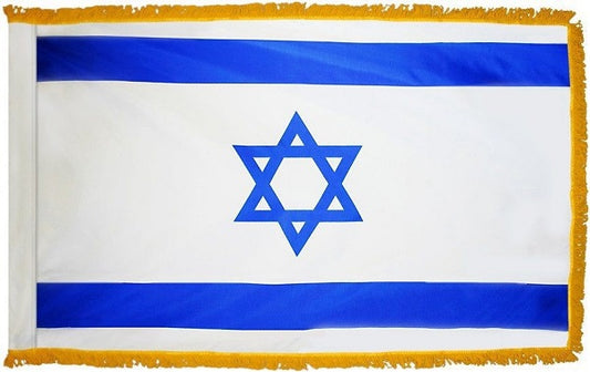 Israel Flag with Pole Hem & Fringe