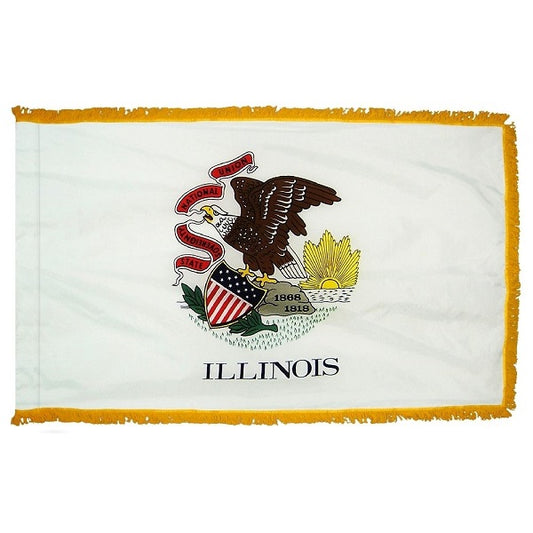 Illinois Flag with Pole Hem & Fringe